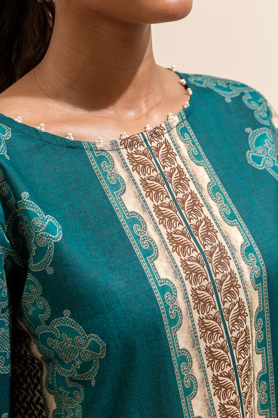 3 PIECE PRINTED LAWN SUIT-MOSSY FOREST (UNSTITCHED) - Image 4