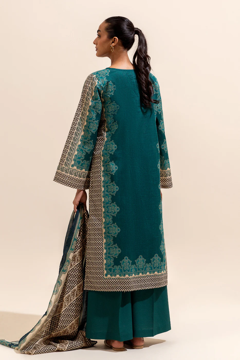 3 PIECE PRINTED LAWN SUIT-MOSSY FOREST (UNSTITCHED) - Image 6