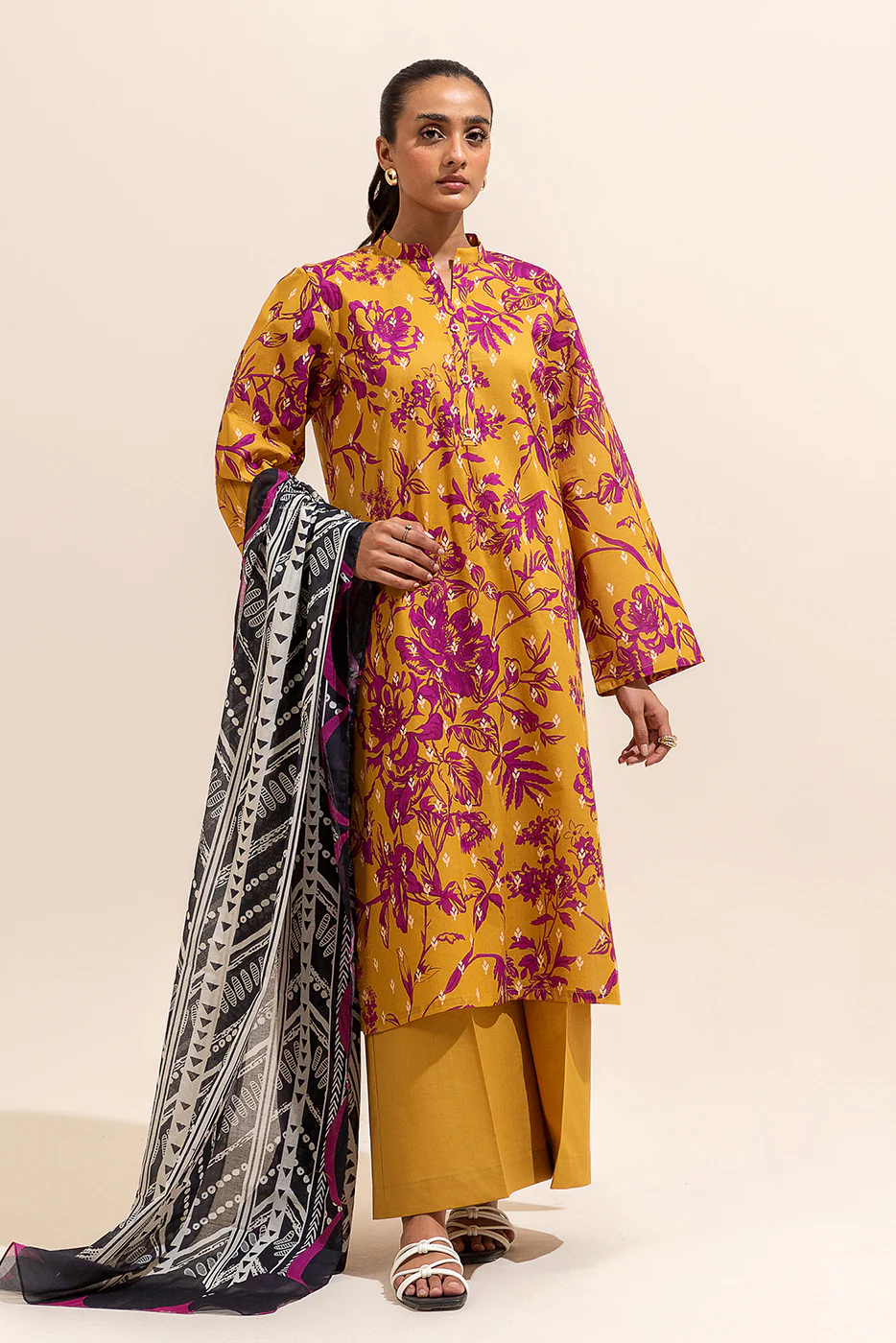 3 PIECE PRINTED LAWN SUIT-MANGO SANGRIA (UNSTITCHED) - Image 5