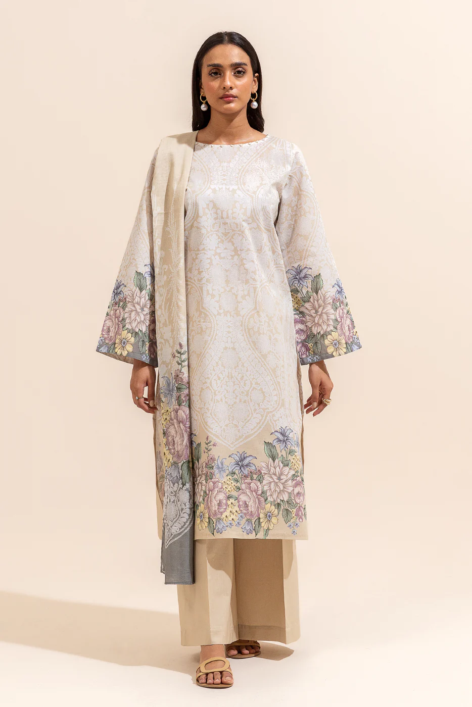 3 PIECE PRINTED LAWN SUIT-ROSY MORNING (UNSTITCHED) - Image 5