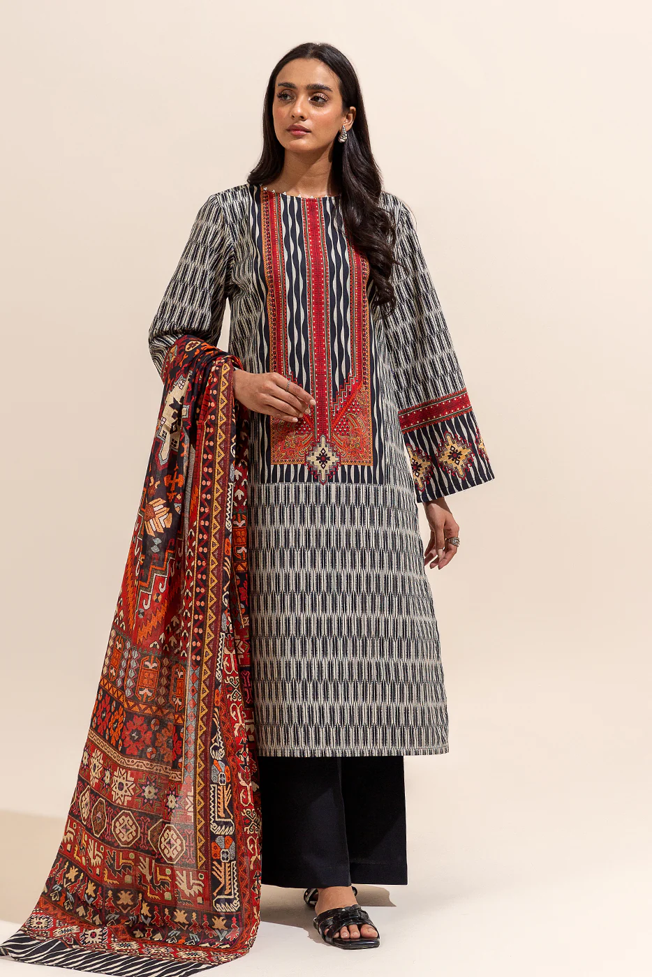 3 PIECE PRINTED LAWN SUIT-TRIBAL TRACE (UNSTITCHED) - Image 3