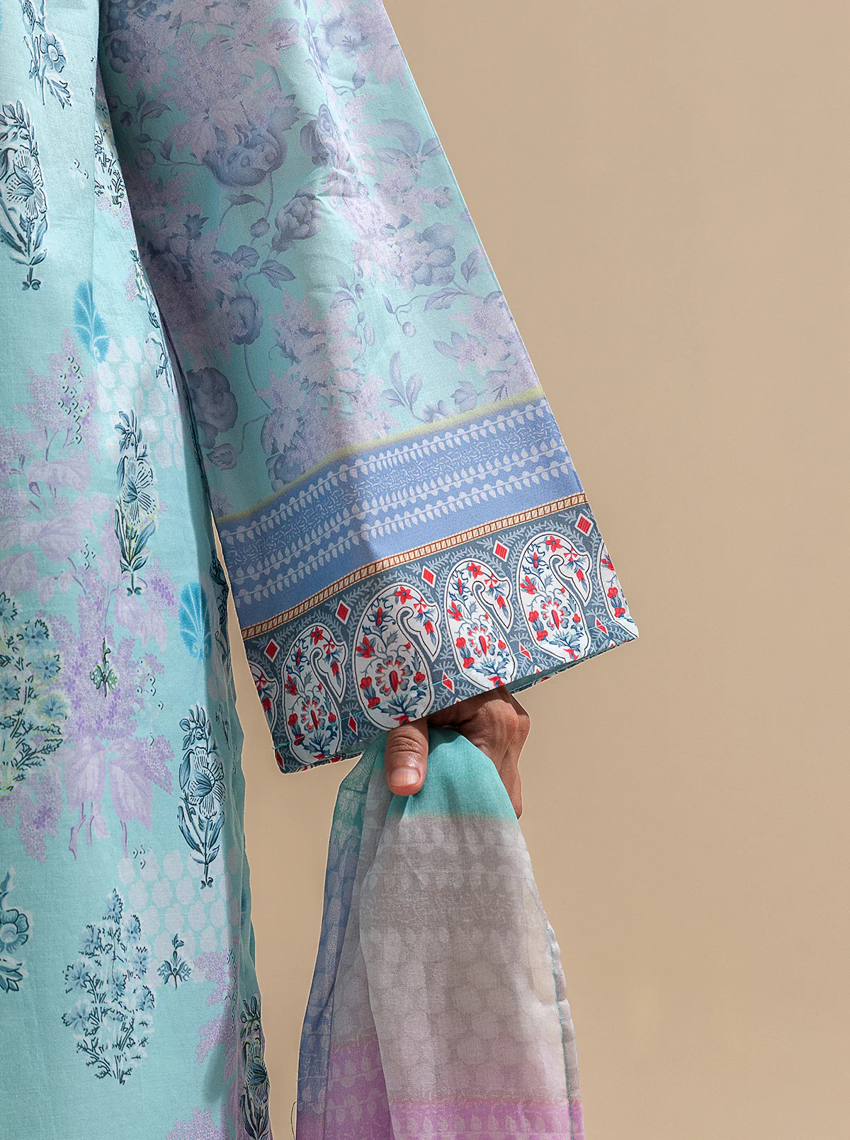 2 PIECE PRINTED LAWN SUIT-BLUEFALLS BAY (UNSTITCHED) - Image 6