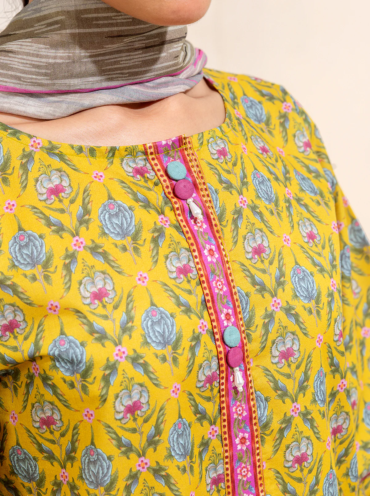 2 PIECE PRINTED LAWN SUIT-CANDY SAND (UNSTITCHED) - Image 5