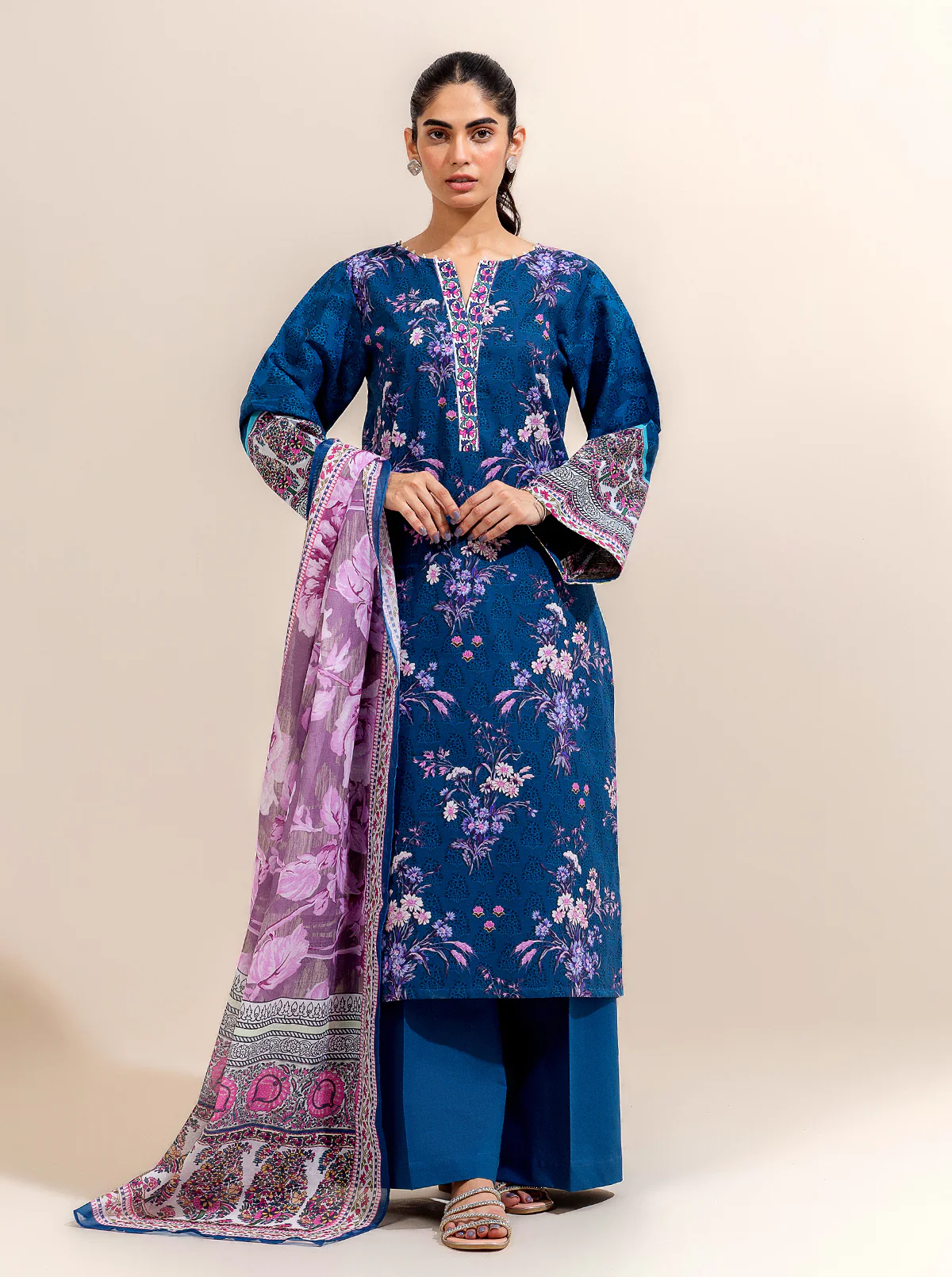 2 PIECE PRINTED LAWN SUIT-MIDNIGHT BISMUTH (UNSTITCHED) - Image 3