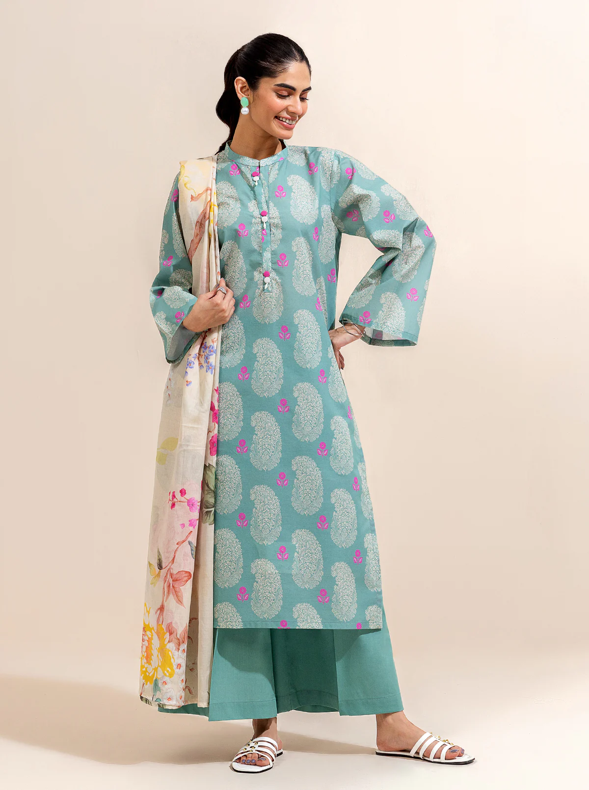2 PIECE PRINTED LAWN SUIT-SEA SOUL (UNSTITCHED) - Image 2