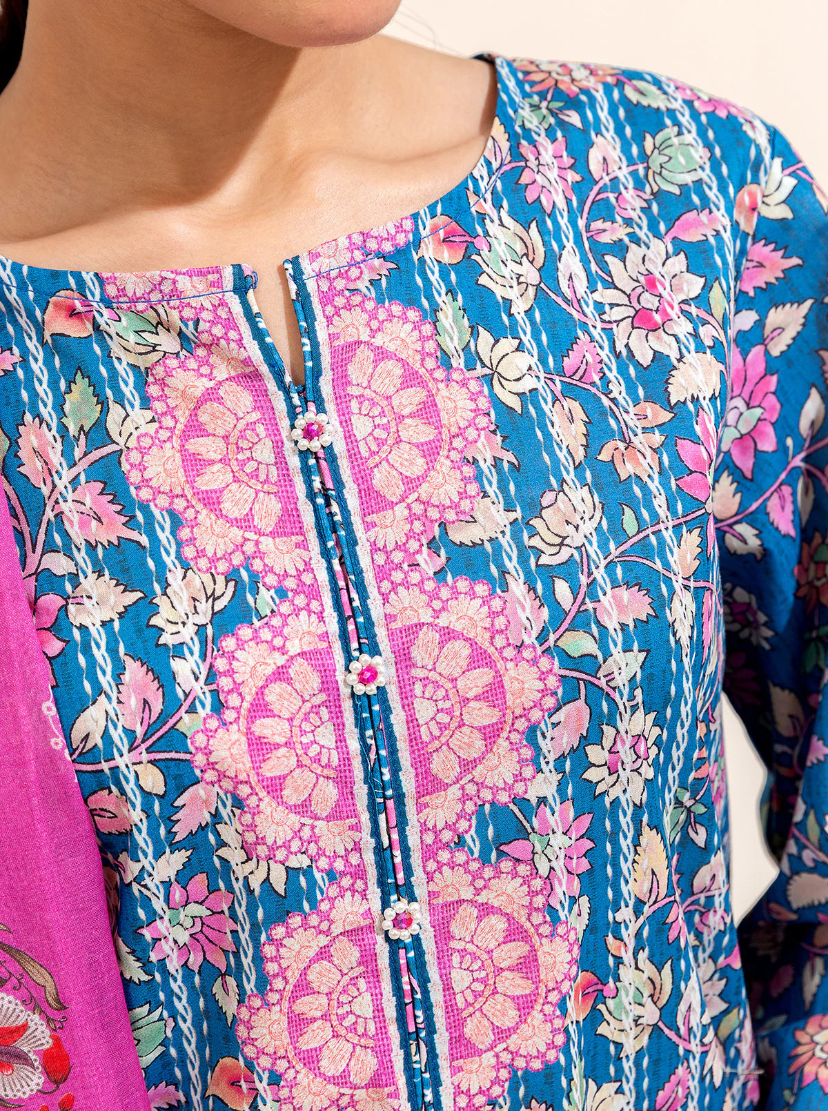 2 PIECE PRINTED LAWN SUIT-FLORAL BALANCE (UNSTITCHED) - Image 2