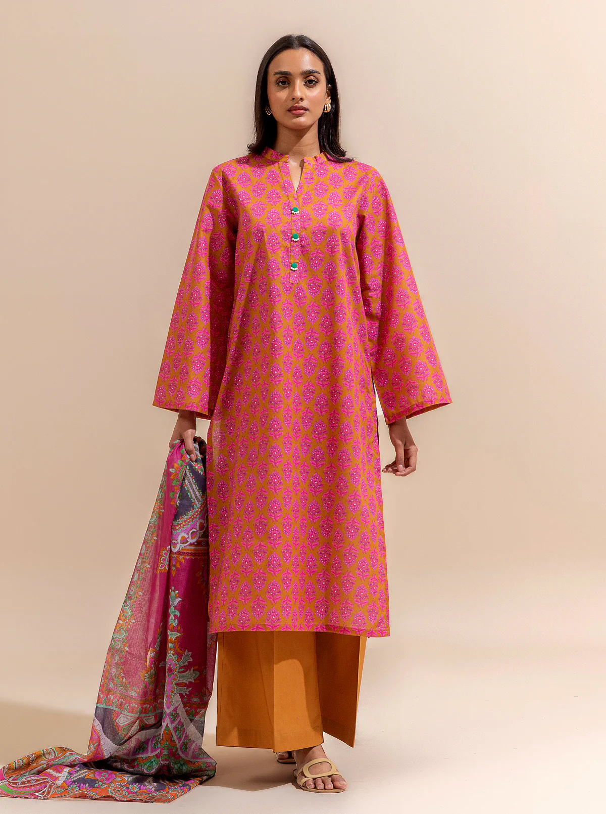 2 PIECE PRINTED LAWN SUIT-TRIBAL VIVID (UNSTITCHED) - Image 3