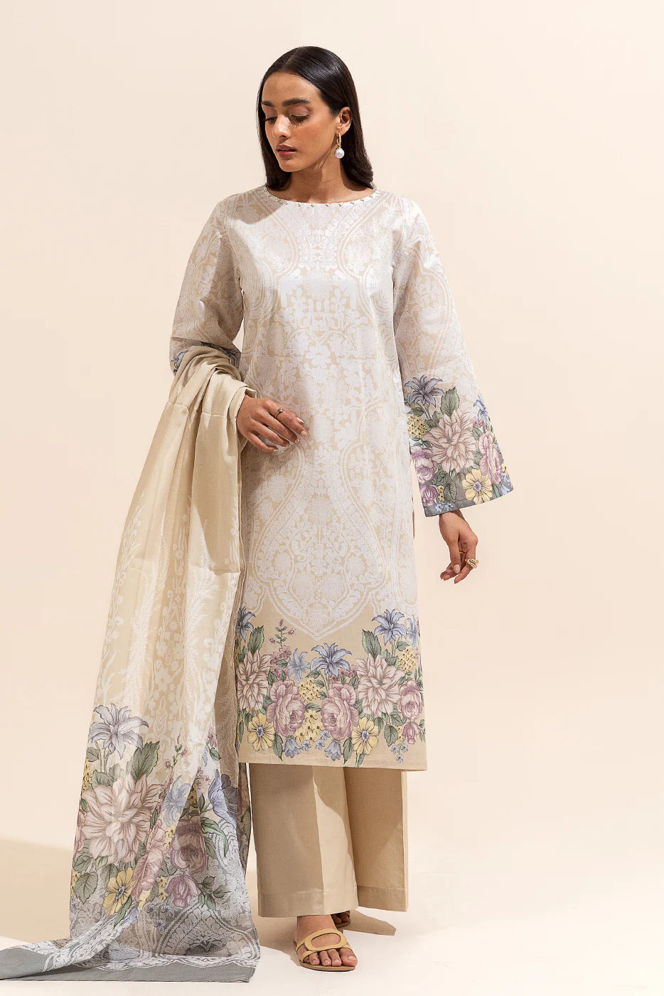 2 PIECE PRINTED LAWN SUIT-ROSY MORNING (UNSTITCHED) - Image 6