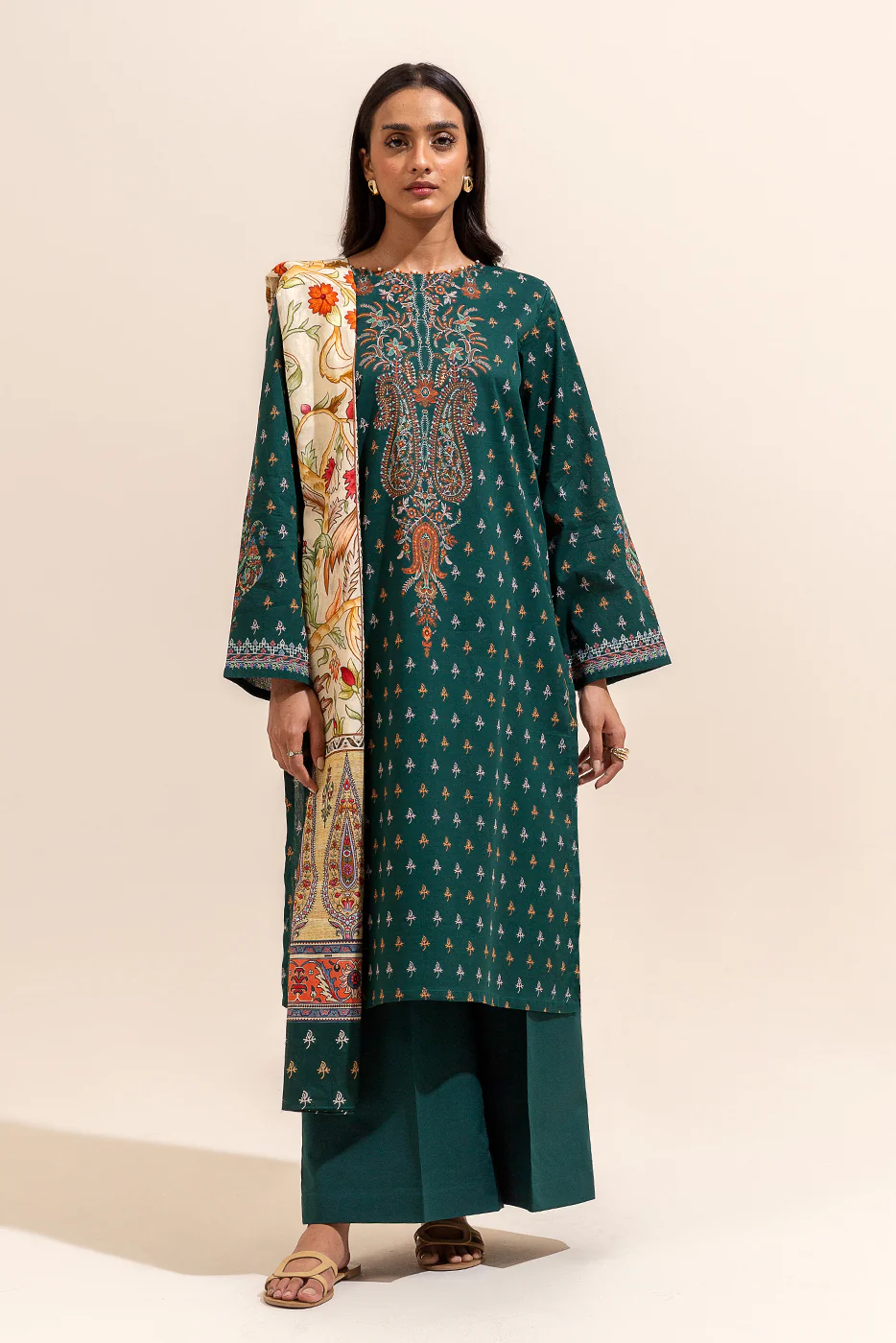 2 PIECE PRINTED LAWN SUIT-PAISLEY POISON (UNSTITCHED) - Image 2