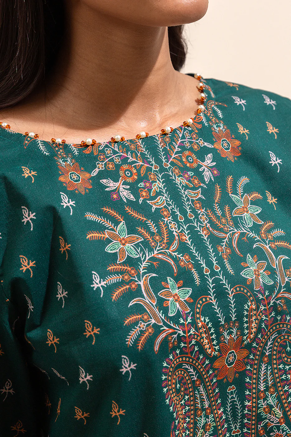 2 PIECE PRINTED LAWN SUIT-PAISLEY POISON (UNSTITCHED) - Image 5