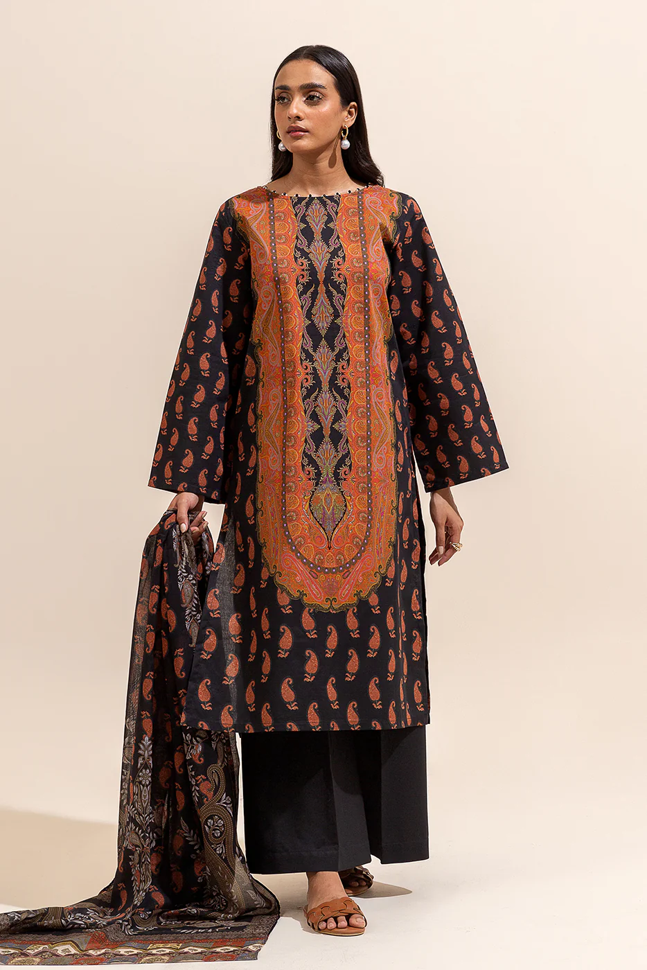 2 PIECE PRINTED LAWN SUIT-MYSTIQUE SUNSET (UNSTITCHED) - Image 6