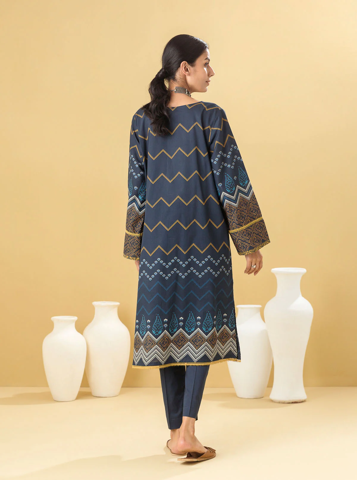 1 PIECE - PRINTED LAWN SHIRT - INKY BLUES - Image 4