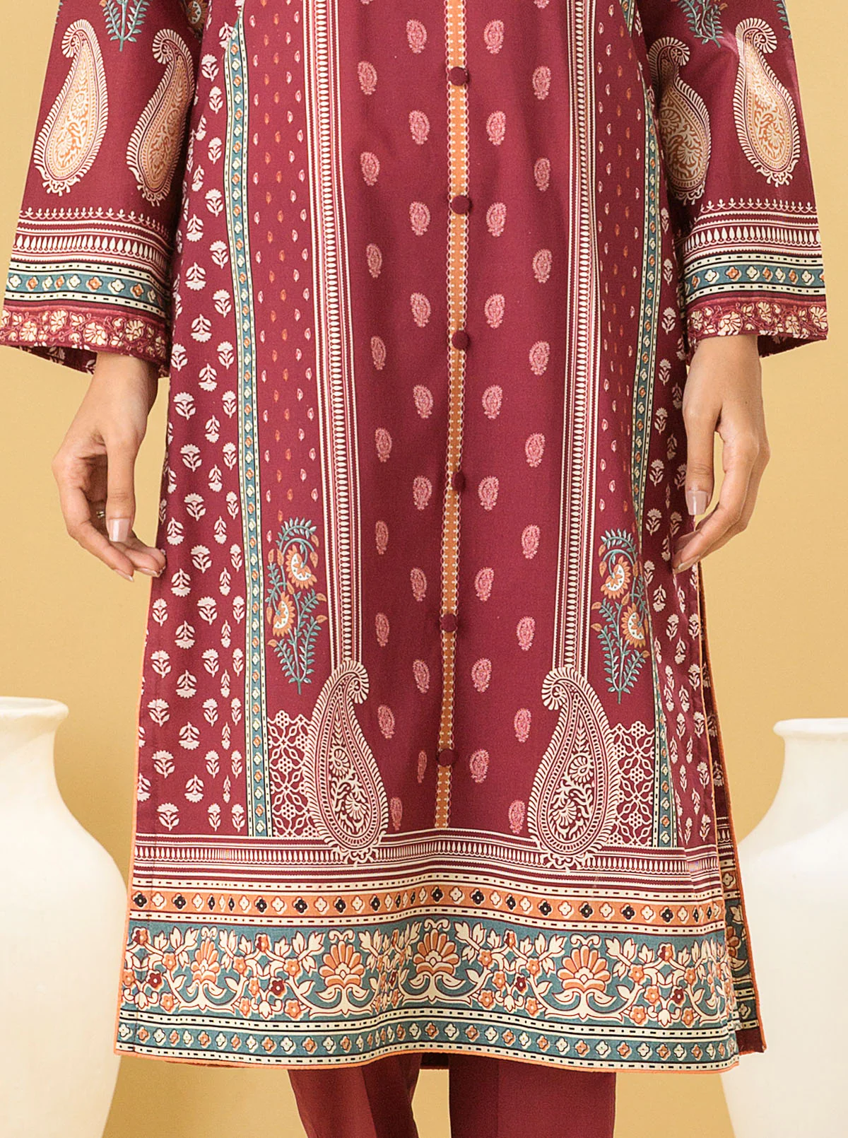 1 PIECE - PRINTED LAWN SHIRT - ETHNIC OBSESSION - Image 2