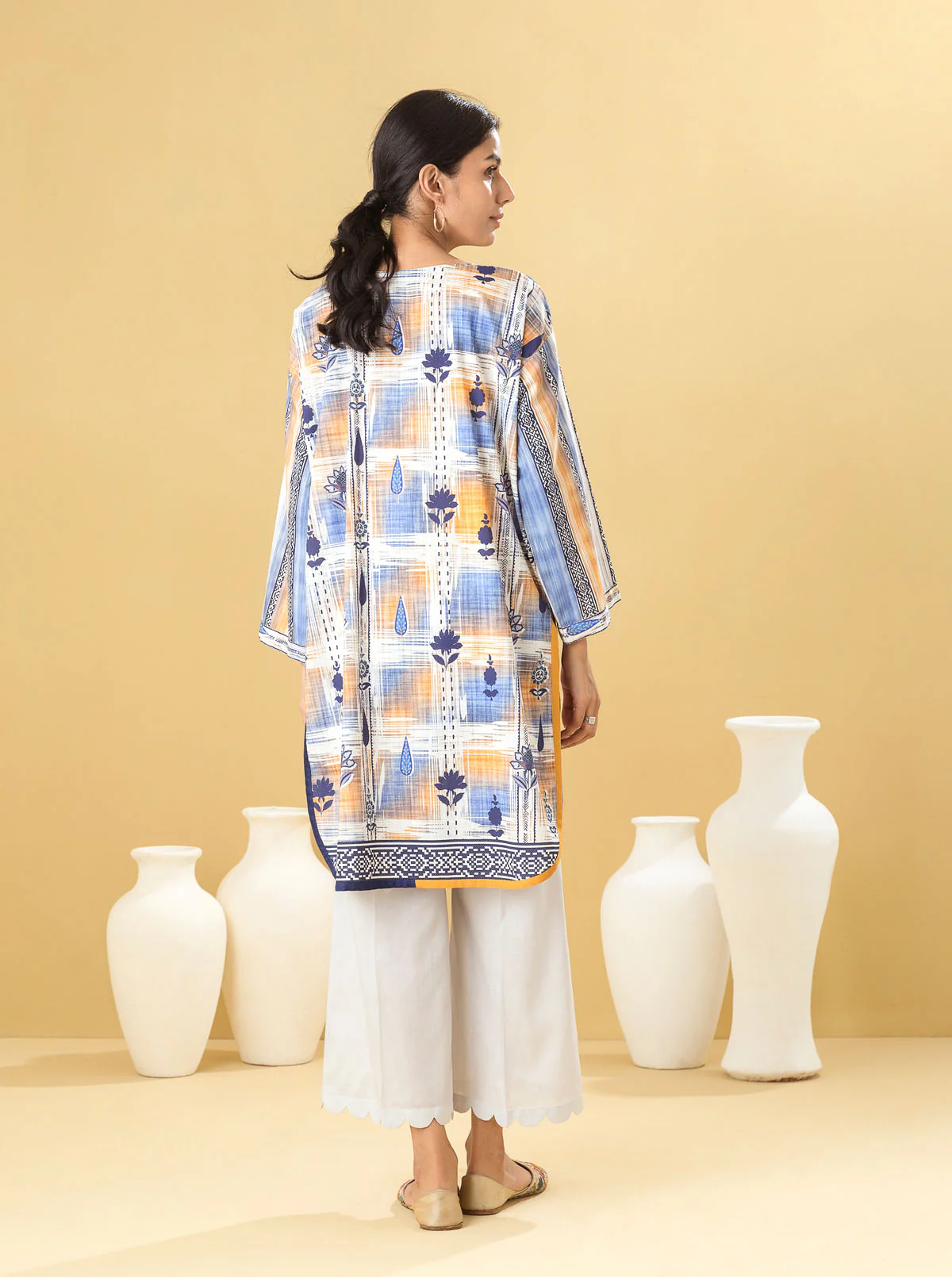 1 PIECE - PRINTED LAWN SHIRT - INDIGO BLOOM - Image 4