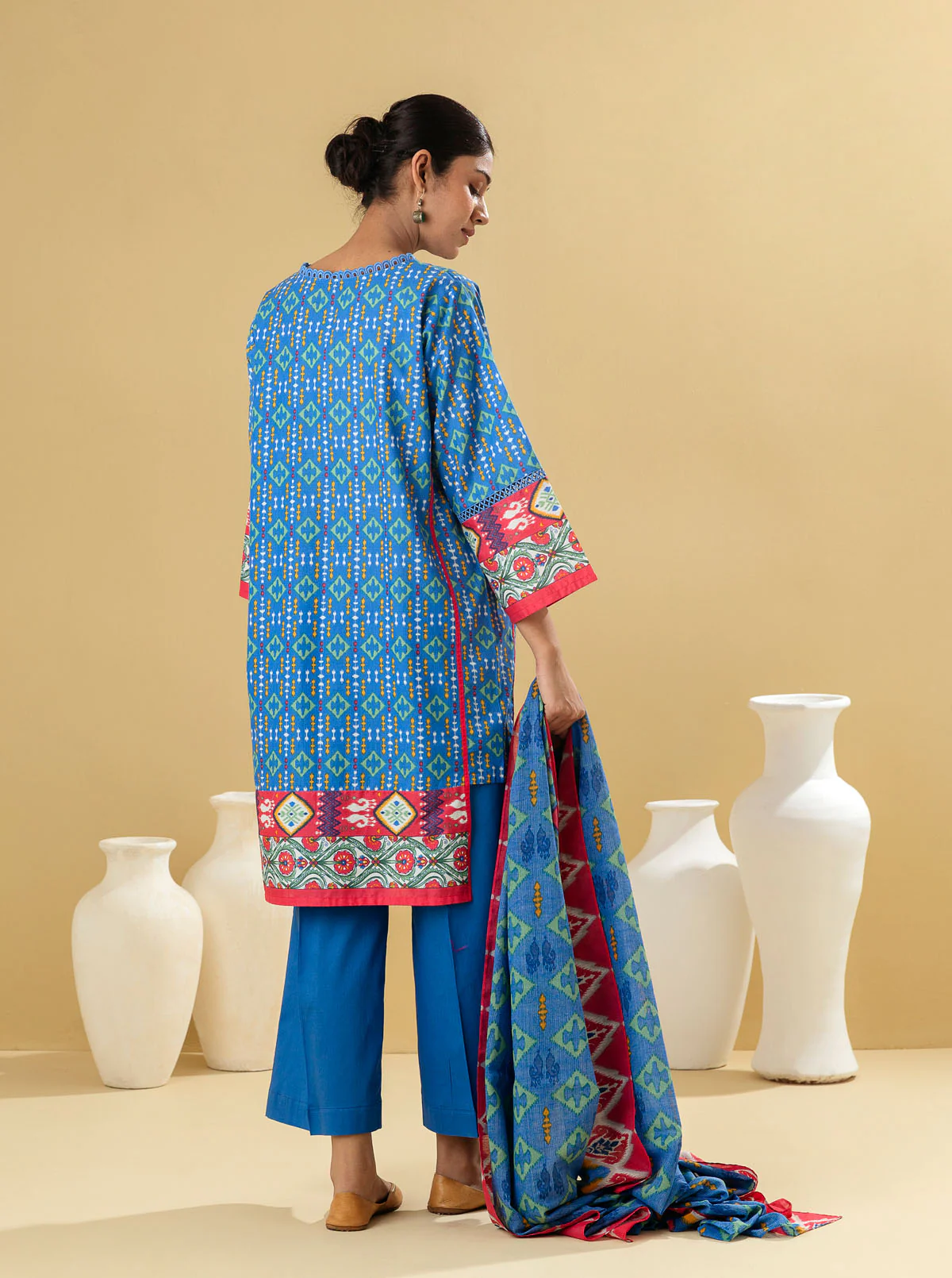 2 PIECE - PRINTED LAWN SUIT - REGALE BLUE - Image 6