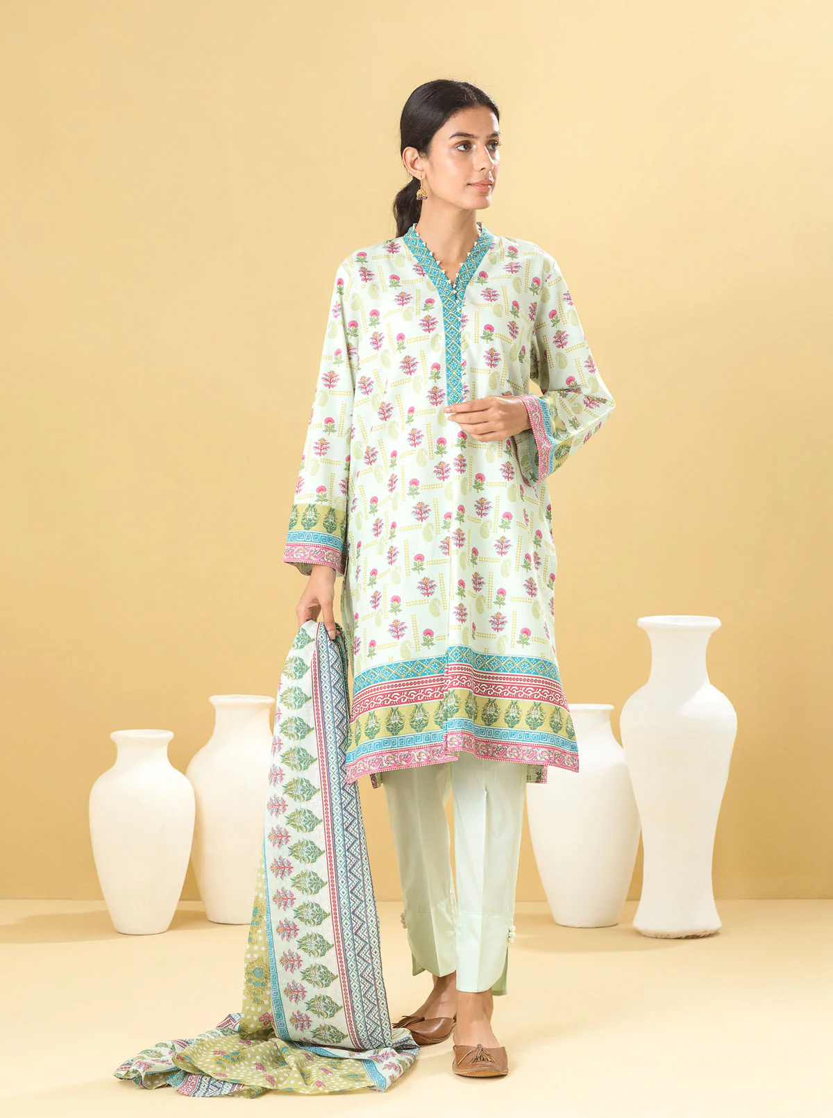 2 PIECE - PRINTED LAWN SUIT - MISTY HINT - Image 3