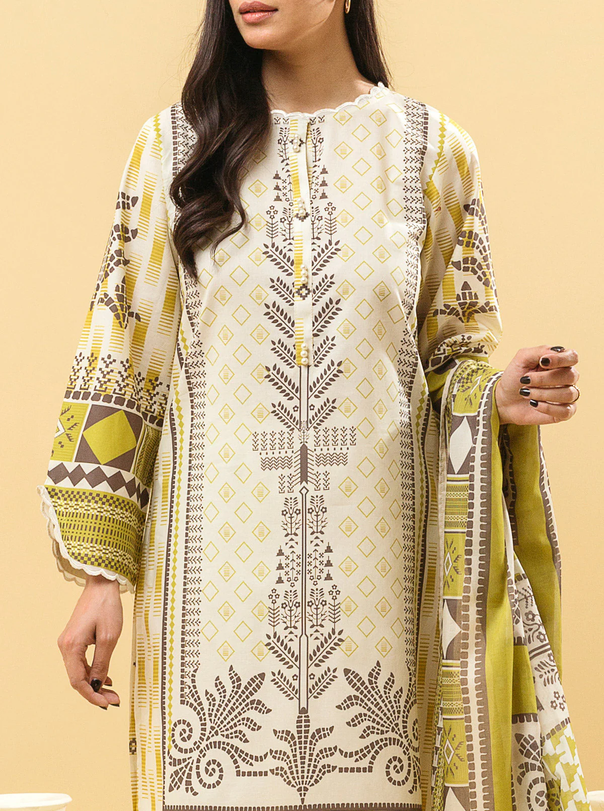 3 PIECE - PRINTED LAWN SUIT - VIRIDESCENT DIVINE - Image 4