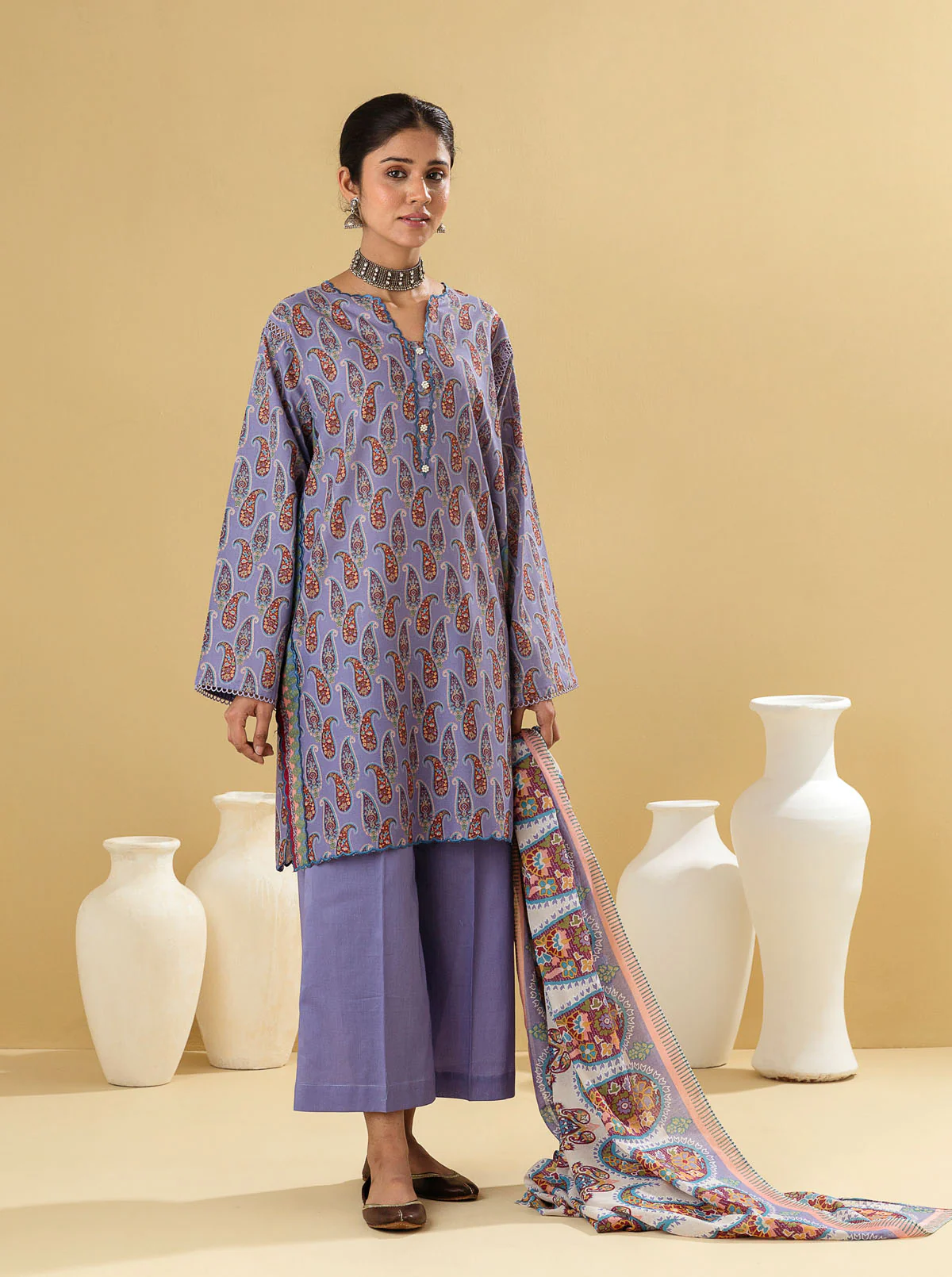 3 PIECE - PRINTED LAWN SUIT - NOSTALGIA - Image 3
