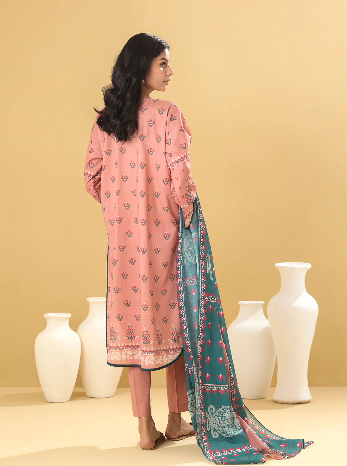 3 PIECE - PRINTED LAWN SUIT - IMPATIENS PETAL - Image 4