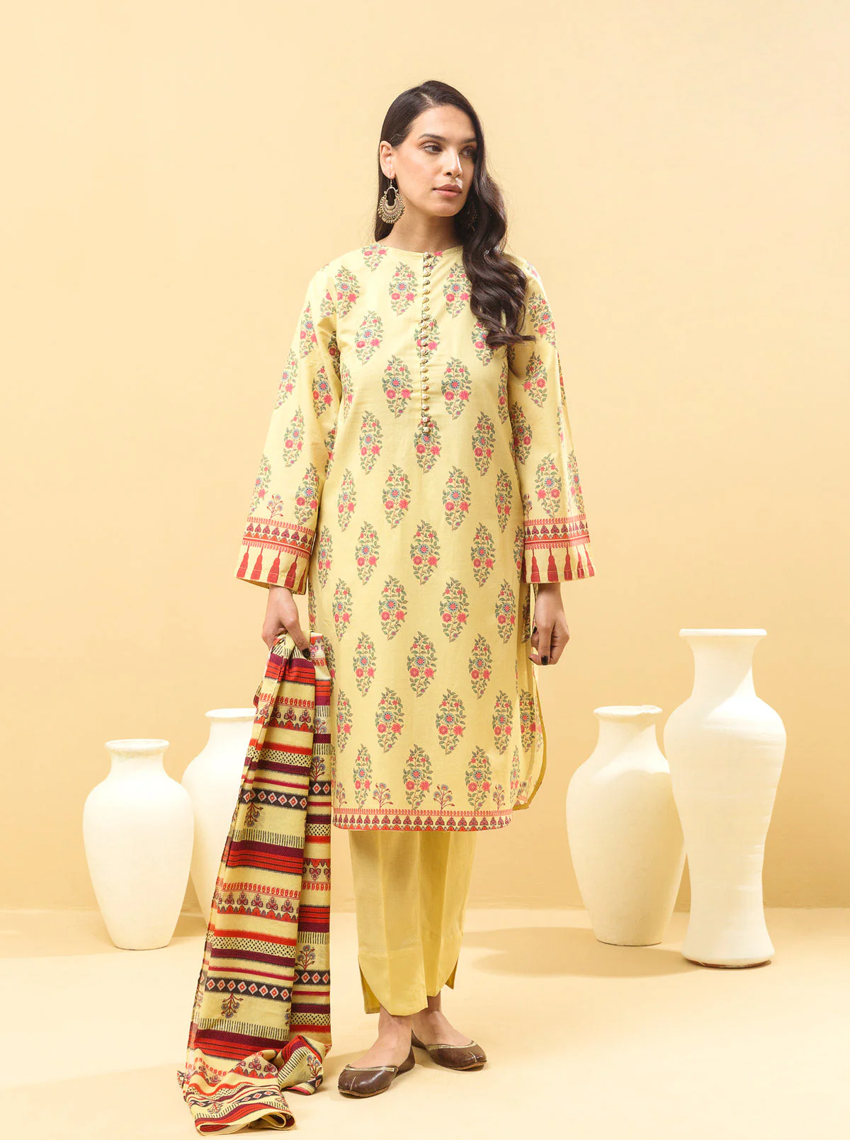 3 PIECE - PRINTED LAWN SUIT - BLOOMING OBSESSION - Image 4