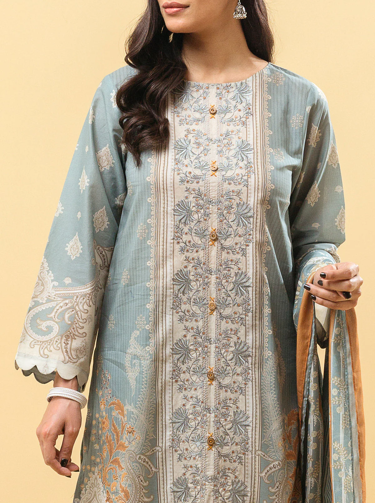 3 PIECE - EMBROIDERED LAWN SUIT - DELICATE DECO - Image 5
