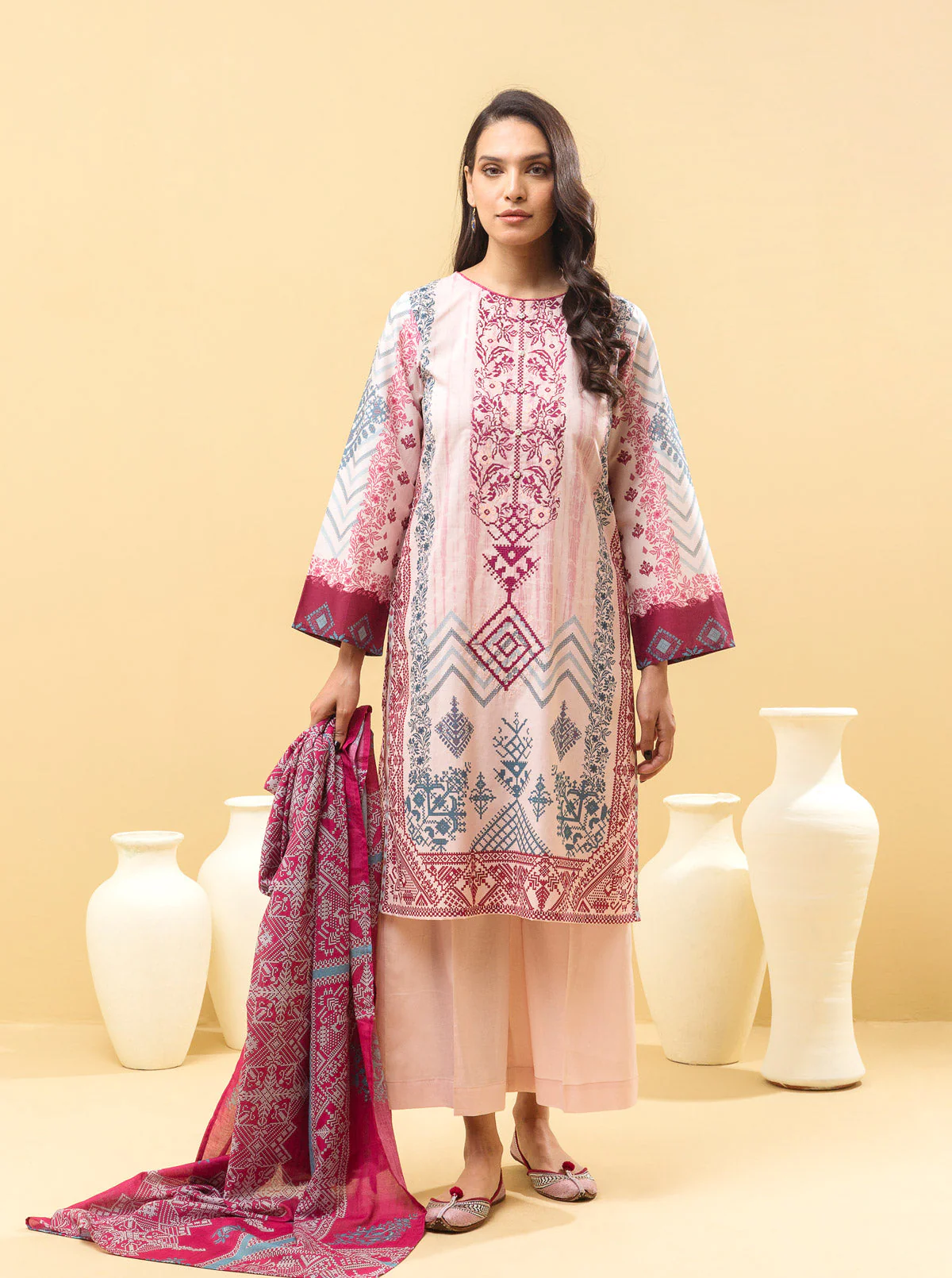3 PIECE - EMBROIDERED LAWN SUIT - TRIBAL TREASURE - Image 5