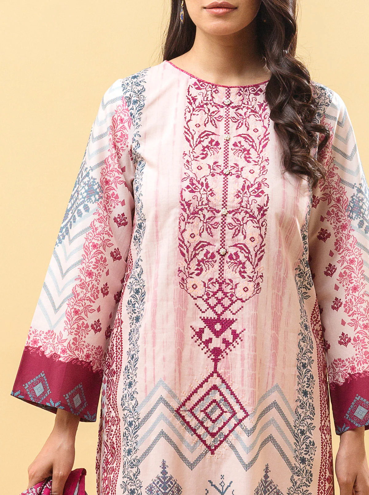 3 PIECE - EMBROIDERED LAWN SUIT - TRIBAL TREASURE - Image 6