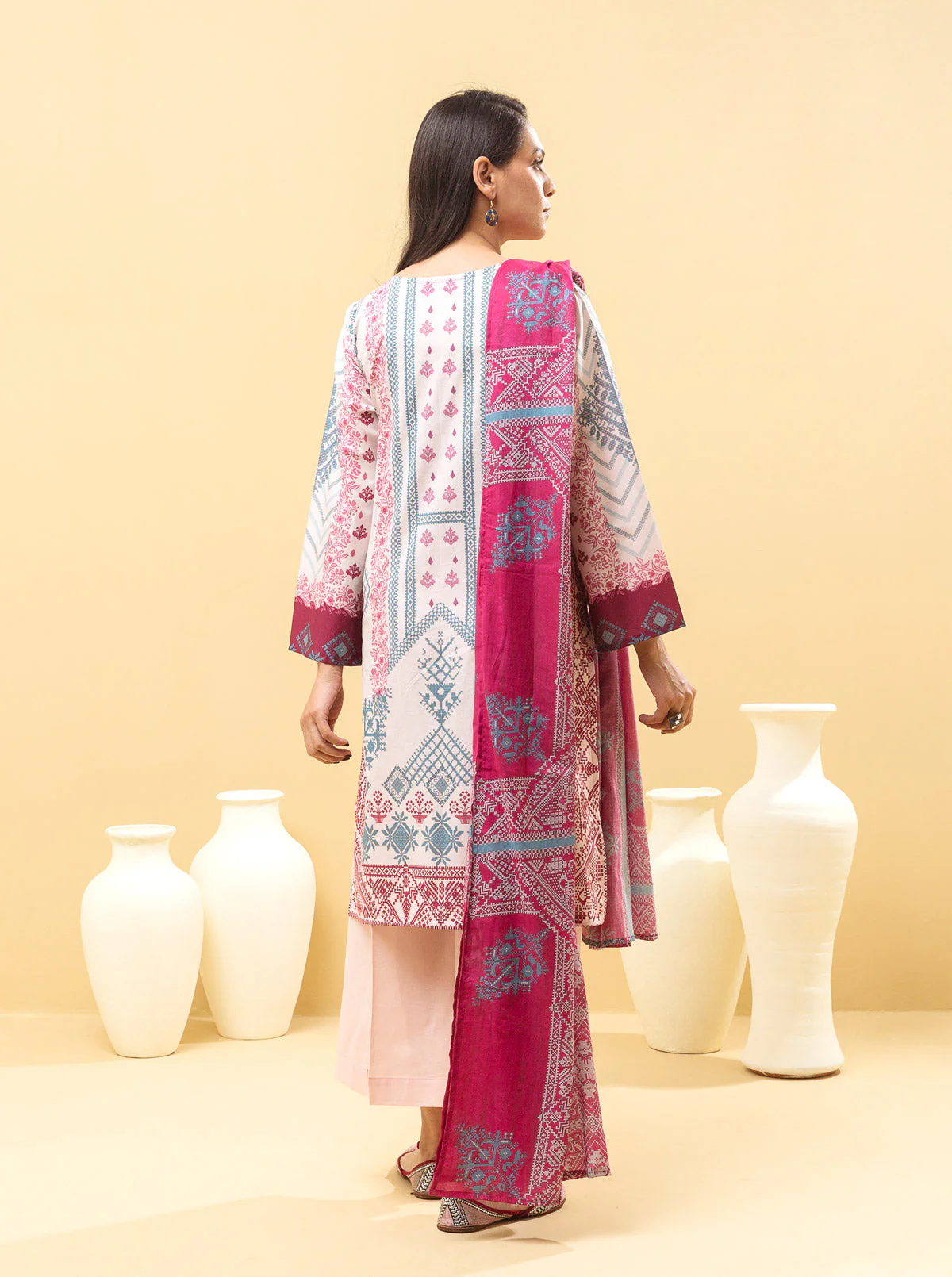 3 PIECE - EMBROIDERED LAWN SUIT - TRIBAL TREASURE - Image 7