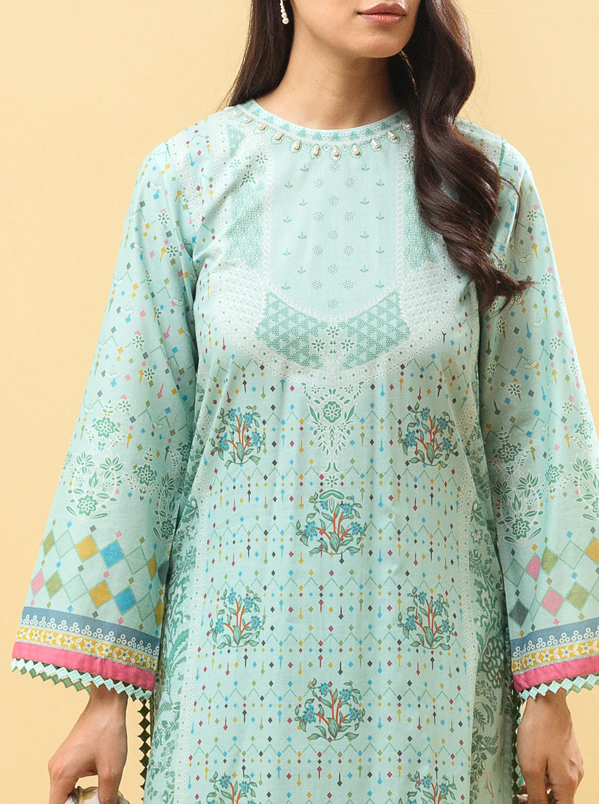 3 PIECE - PRINTED LAWN SUIT - SUMMER LRIDESCENT - Image 5