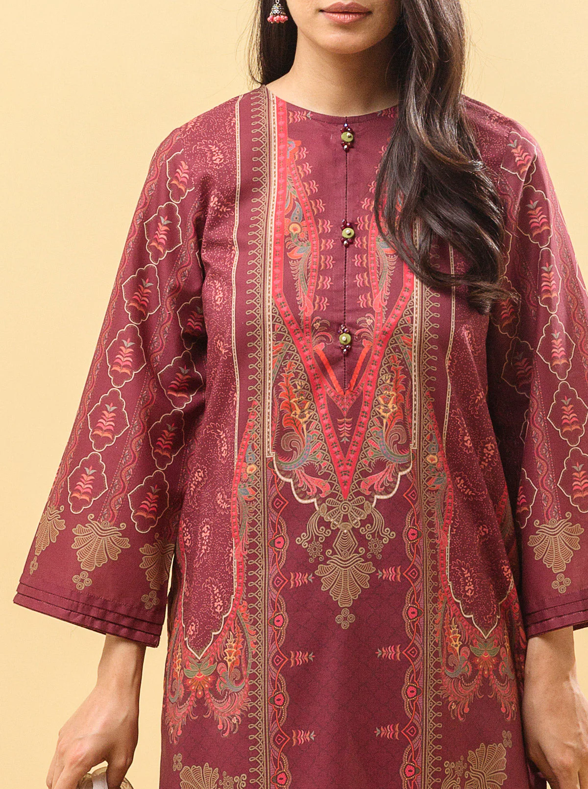 3 PIECE - PRINTED LAWN SUIT - AURORA RED - Image 4