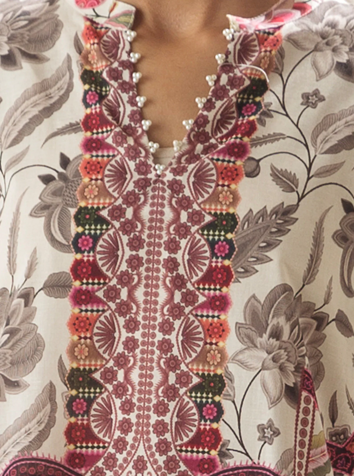 1 PIECE - PRINTED LAWN SHIRT - HARMONIOUS ROOTS - Image 4