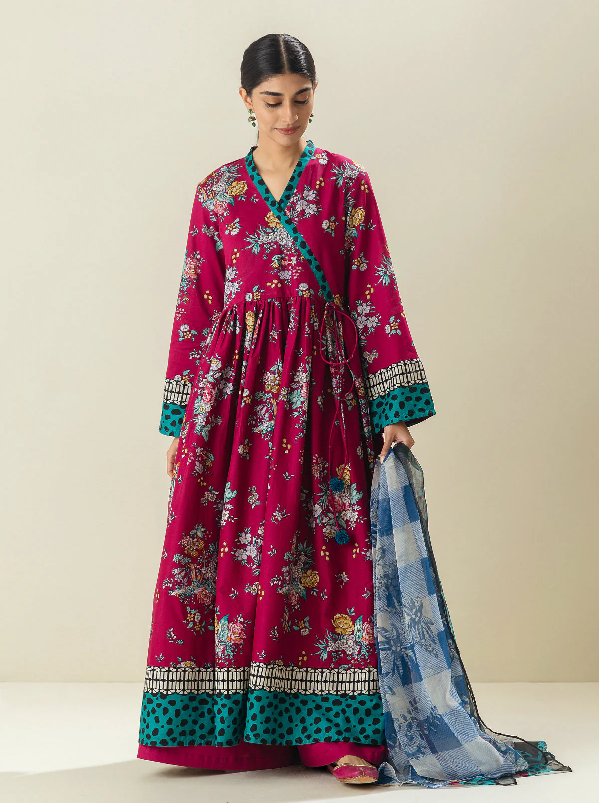 2 PIECE - PRINTED LAWN SUIT - PINK PORCELAIN - Image 3