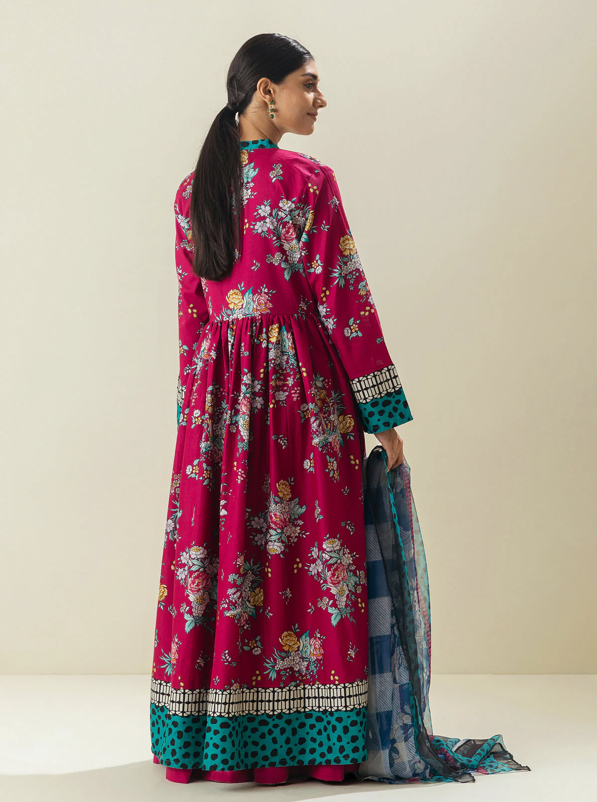 2 PIECE - PRINTED LAWN SUIT - PINK PORCELAIN - Image 4
