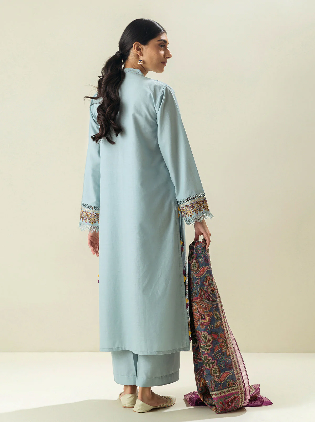 3 PIECE - EMBROIDERED LAWN SUIT - DEVOTION BLUE - Image 2