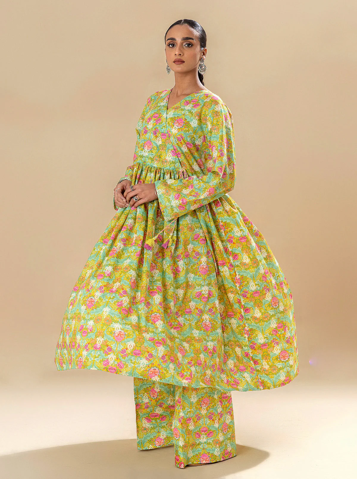 2 PIECE PRINTED LAWN SUIT-EVA GREEN (UNSTITCHED) - Image 4