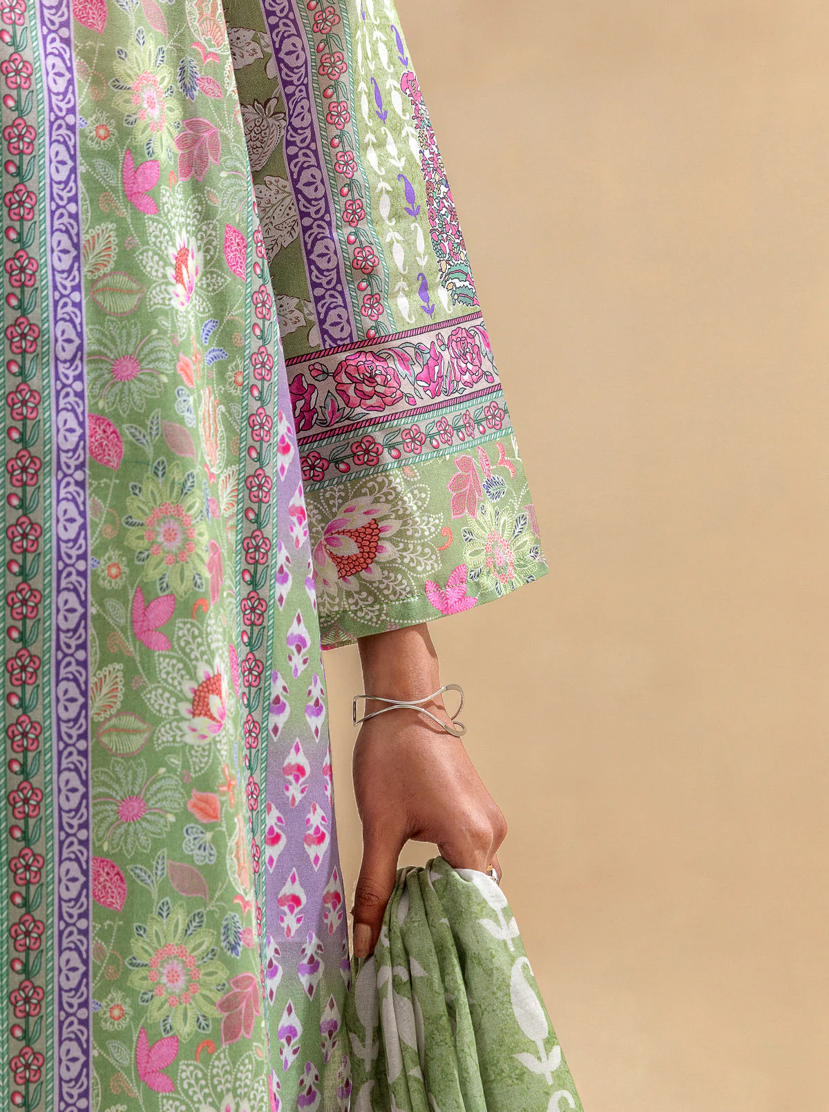 2 PIECE PRINTED LAWN SUIT-EVERGREEN AURA (UNSTITCHED) - Image 2