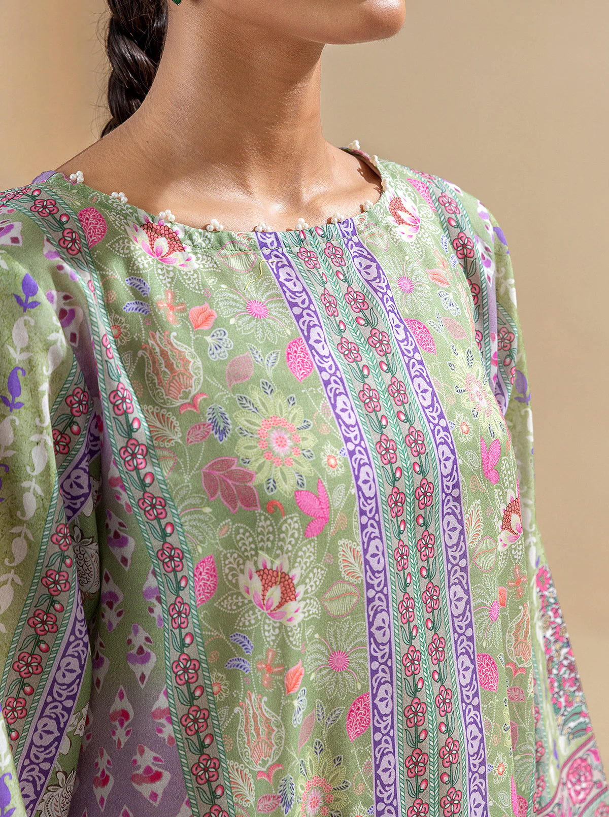 2 PIECE PRINTED LAWN SUIT-EVERGREEN AURA (UNSTITCHED) - Image 3