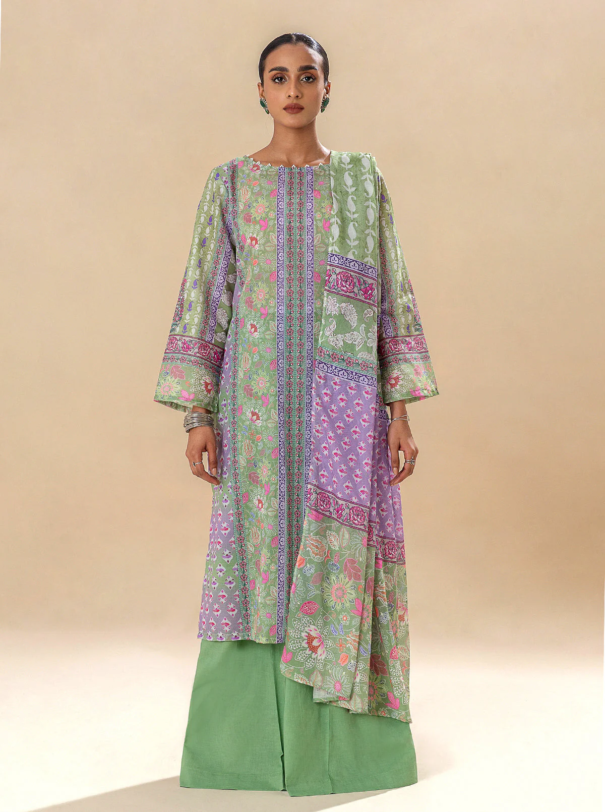 2 PIECE PRINTED LAWN SUIT-EVERGREEN AURA (UNSTITCHED) - Image 6