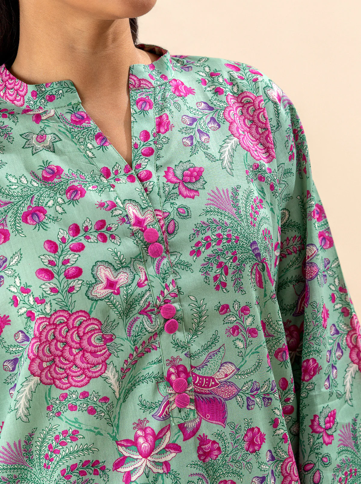 2 PIECE PRINTED LAWN SUIT-JADE SHEEN (UNSTITCHED) - Image 3