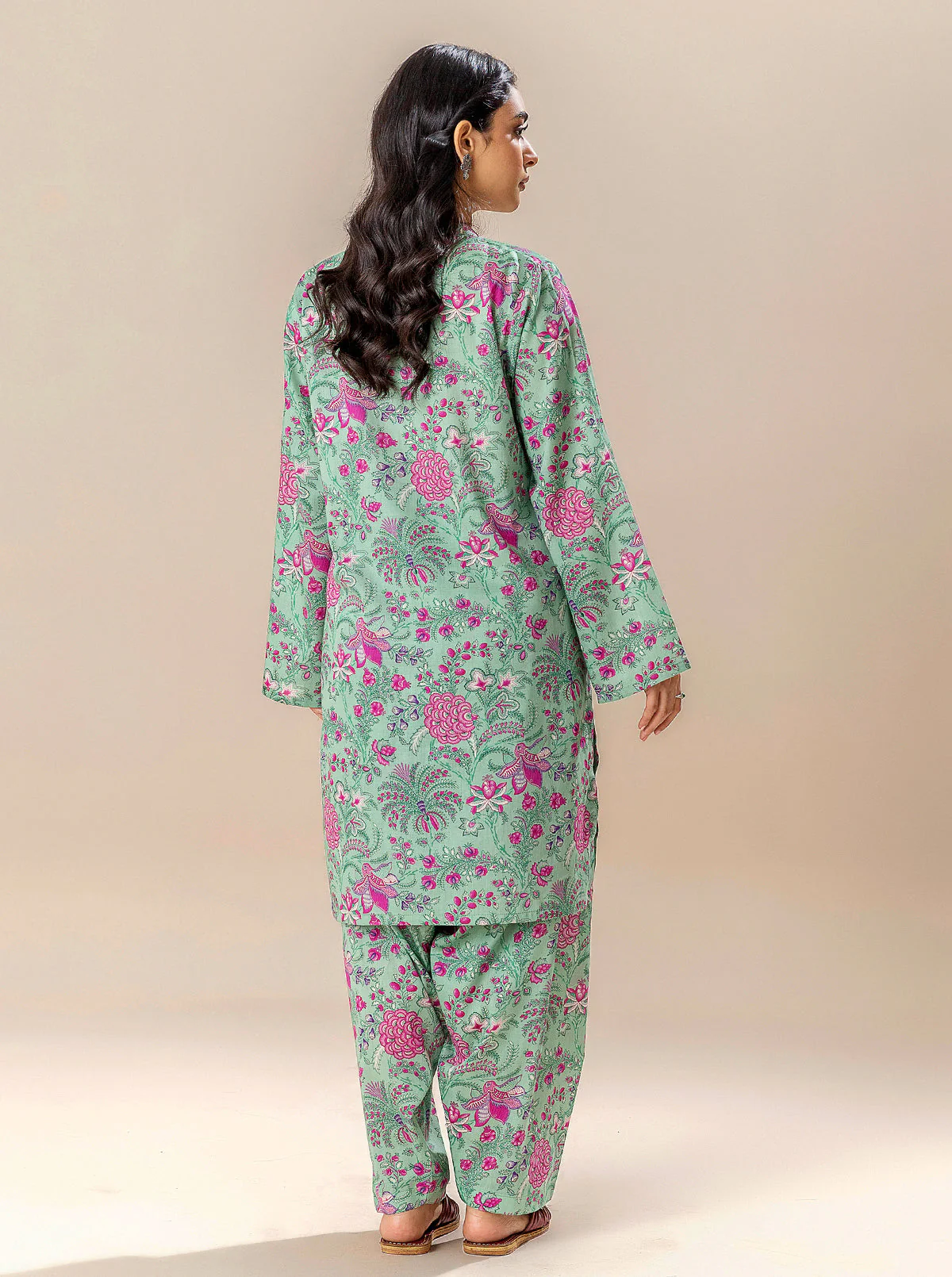 2 PIECE PRINTED LAWN SUIT-JADE SHEEN (UNSTITCHED) - Image 4