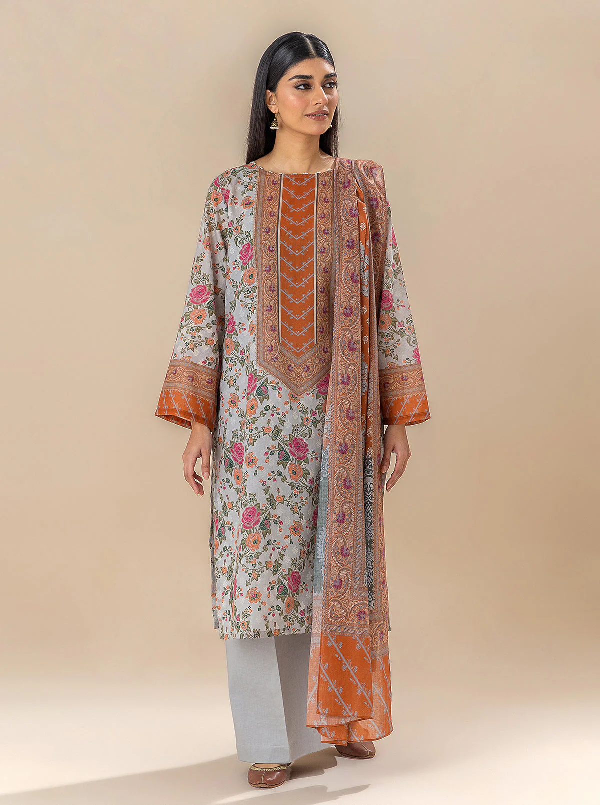 3 PIECE PRINTED LAWN SUIT-EVE GARDEN (UNSTITCHED) - Image 5