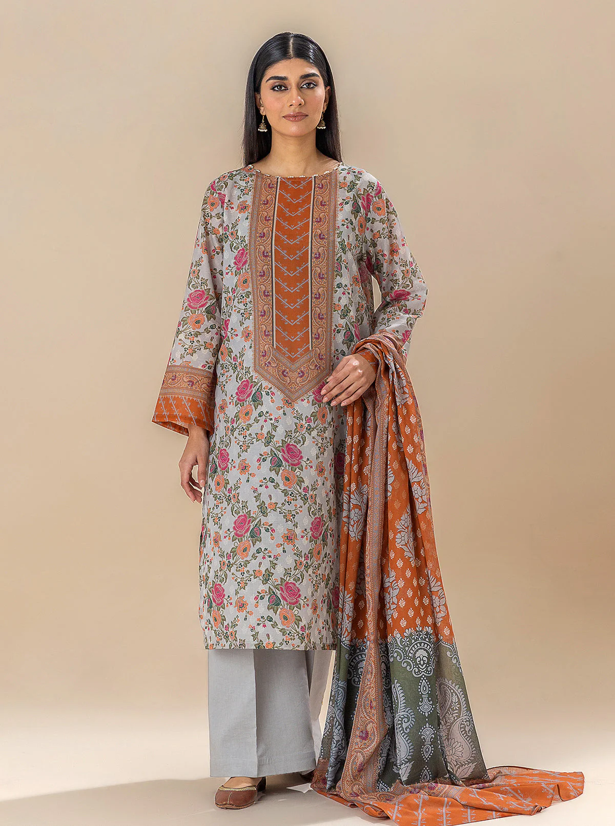 3 PIECE PRINTED LAWN SUIT-EVE GARDEN (UNSTITCHED) - Image 6