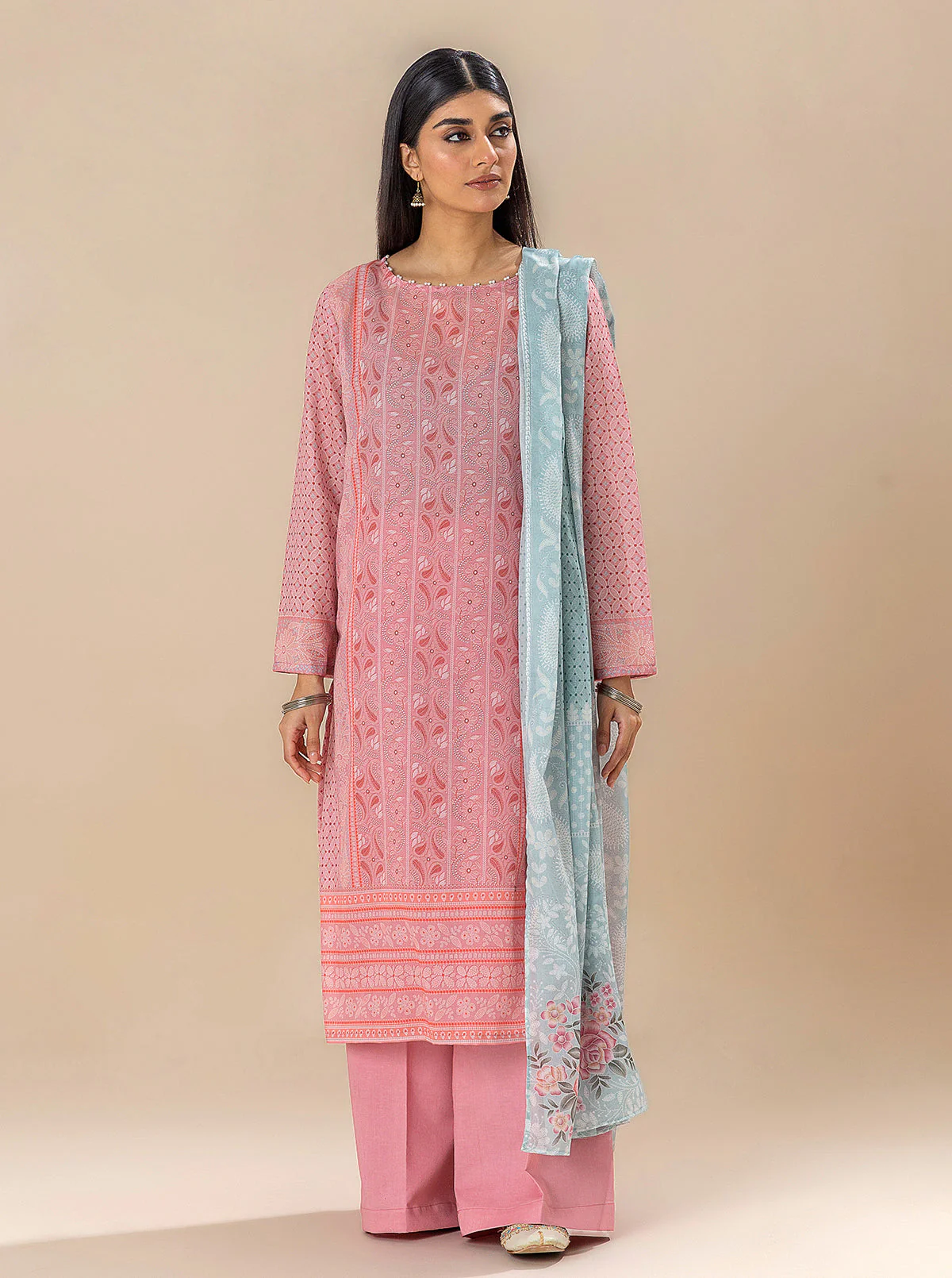 3 PIECE PRINTED LAWN SUIT-SERENE NEEDLE (UNSTITCHED) - Image 4