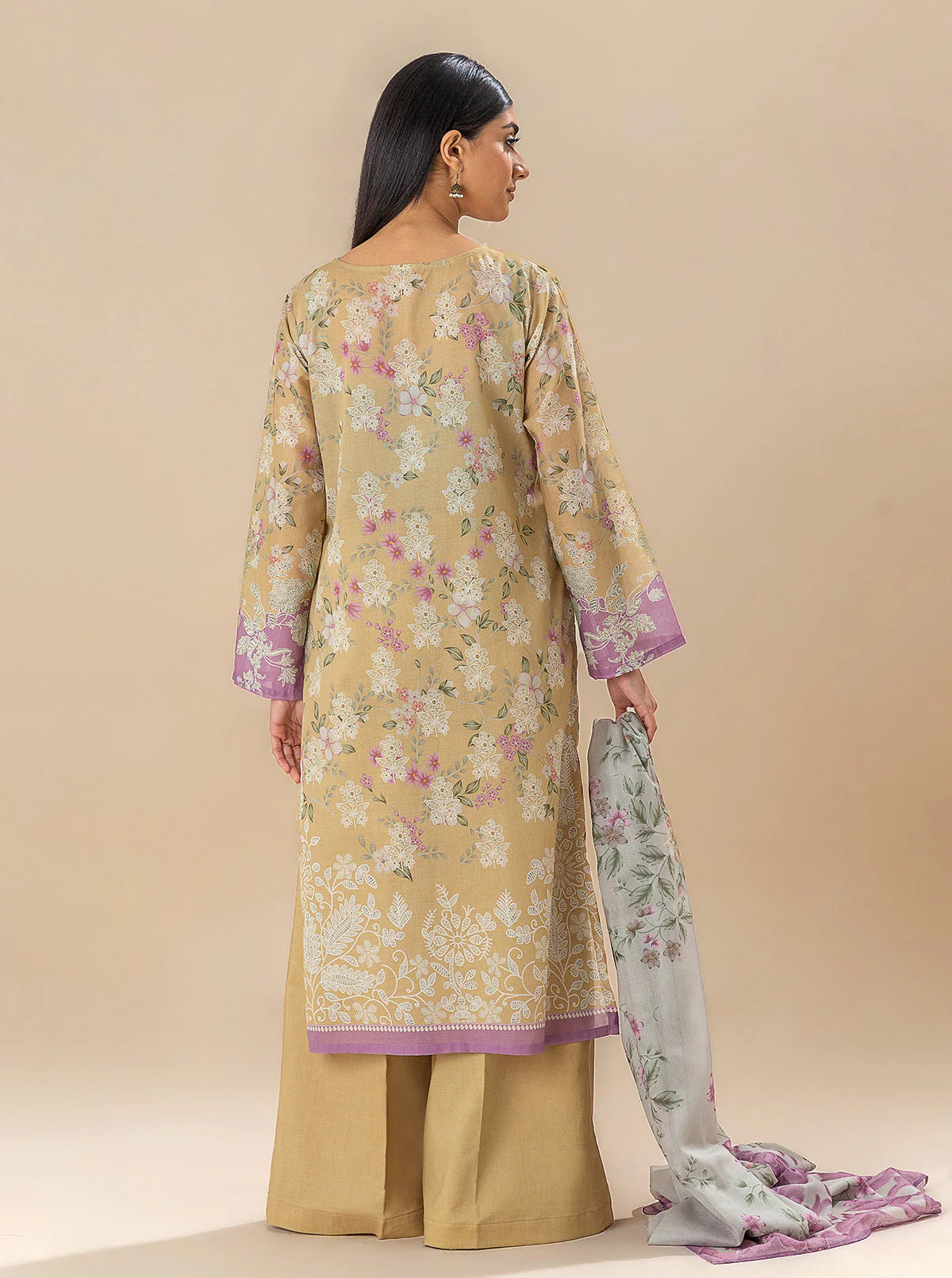 3 PIECE PRINTED LAWN SUIT-PALE SKY (UNSTITCHED) - Image 3