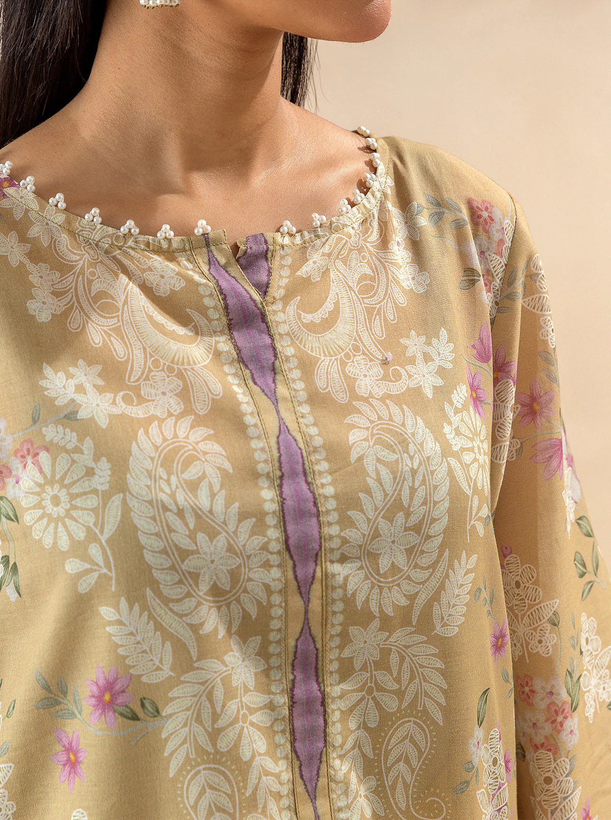 3 PIECE PRINTED LAWN SUIT-PALE SKY (UNSTITCHED) - Image 4