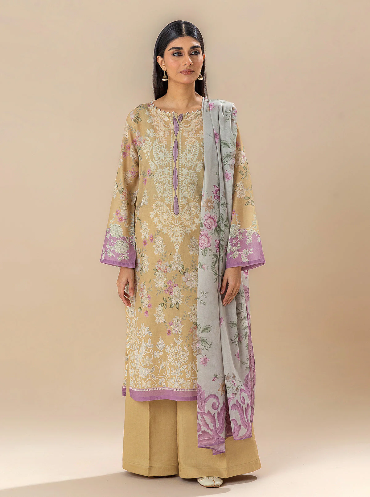 3 PIECE PRINTED LAWN SUIT-PALE SKY (UNSTITCHED) - Image 6