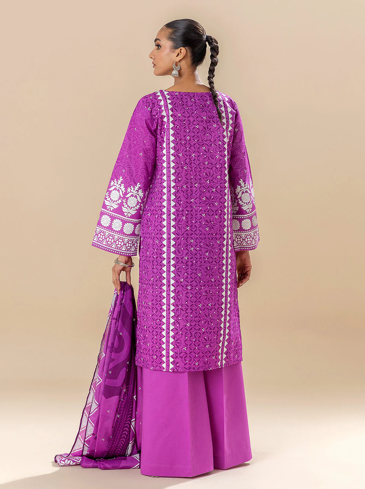 3 PIECE EMBROIDERED LAWN SUIT-CACTUS FLOWER (UNSTITCHED) - Image 5