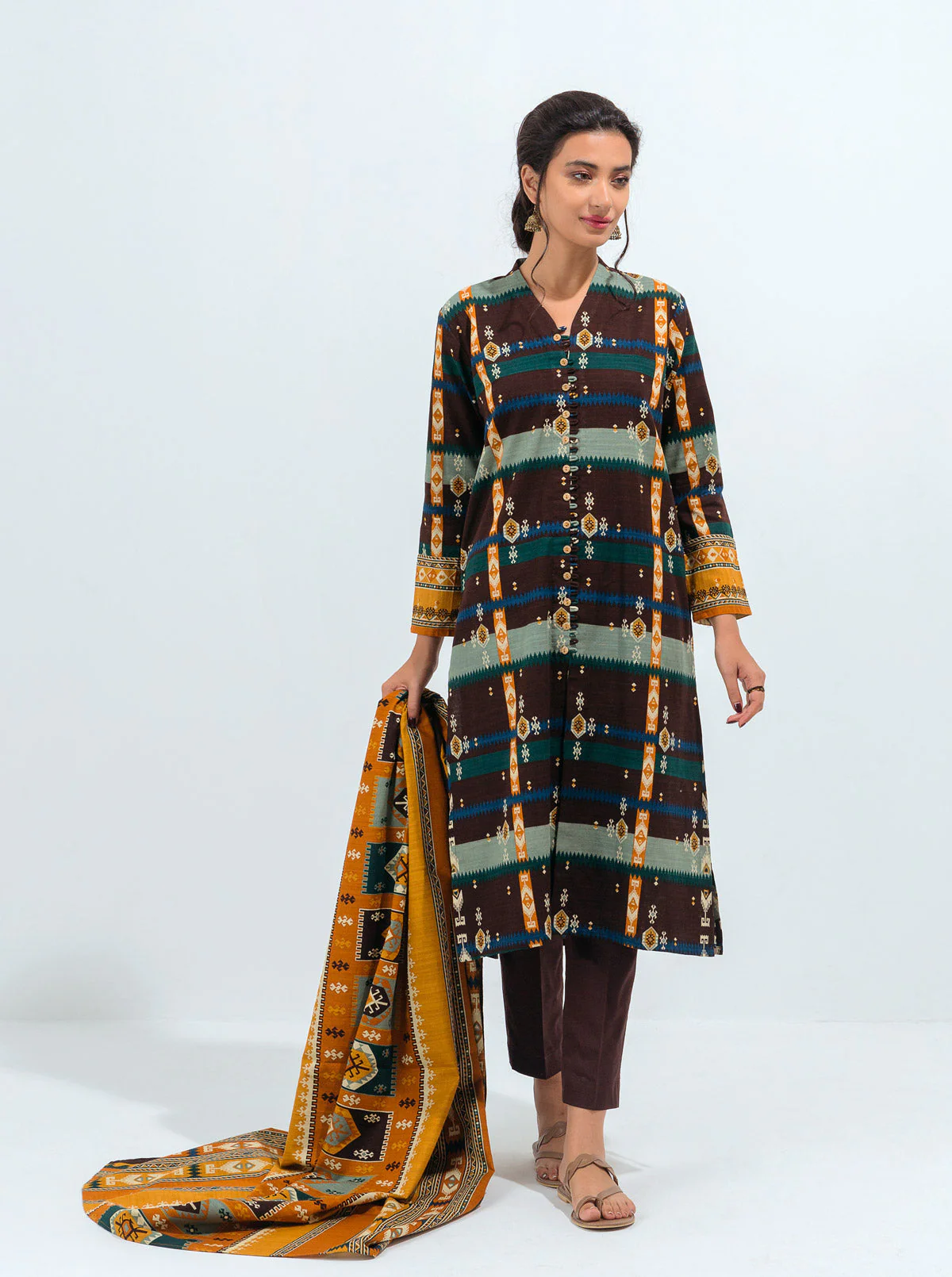 3 PIECE - PRINTED KHADDAR SUIT - ALLURING CHARM - Image 5