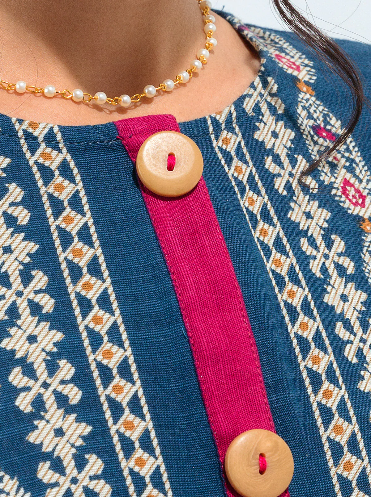 3 PIECE - PRINTED KHADDAR SUIT - BLUE BROCADE - Image 3