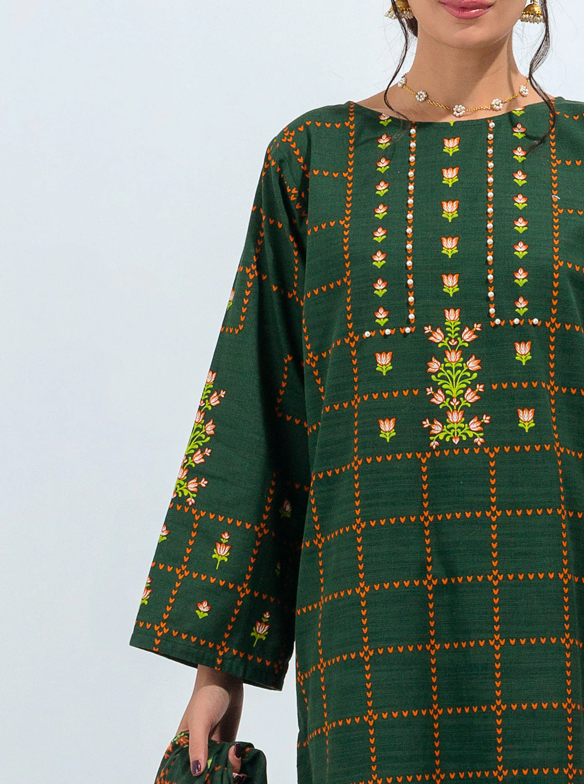 3 PIECE - PRINTED WITH SHAWL KHADDAR SUIT - VERDANT FIELDS - Image 5